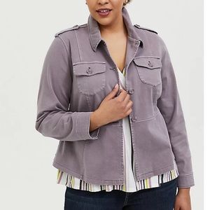 SOLD - NWT Torrid Twill Peplum Utility Jacket Lavender 1X 14-16